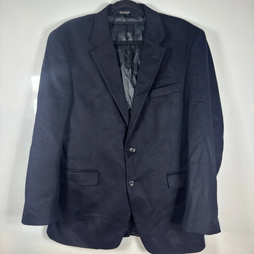 Jos A Bank Navy Blue 100% Cashmere Blazer Sport Coat Mens 42R Two Button 44051